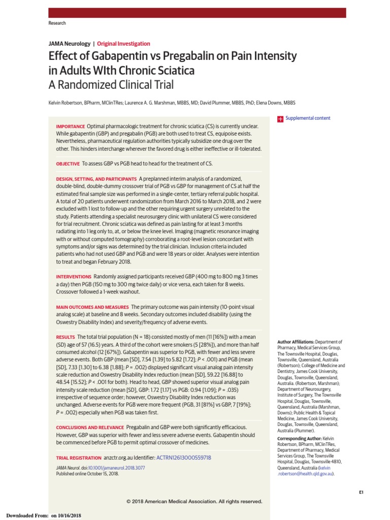gabapentin and sciatica pain