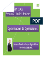 Open Class PPT - Semana 2 ANÁLISIS DE CASO - Optimización de Operaciones - Mar 2020
