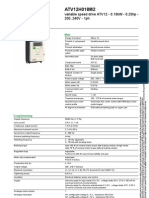 Variable speed drive data sheet for 0.18 kW 1-phase ATV12H018M2