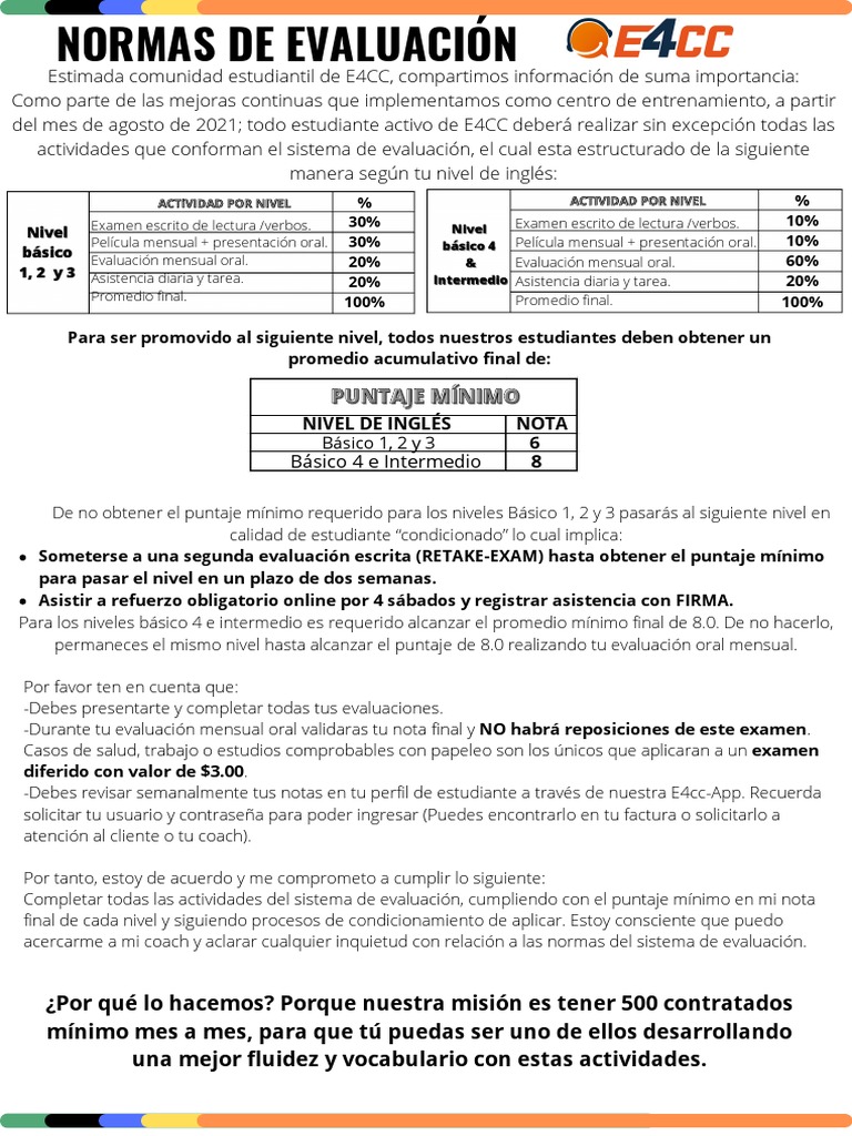 Normas de Evaluación E4CC | PDF | Prueba (evaluación) | Evaluación