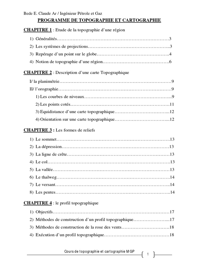 Cours de Topographie et Cartographie | PDF | Faille (Géologie ...