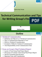 Technical Communication and Tips For Writing Group's Final Report