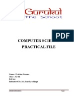 Computer Science Practical File: Name: Prakhar Saxena Class: XI-S1 Roll No: Submitted To: Ms. Sandhya Singh