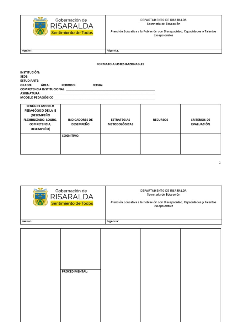Formato Ajustes Razonables | PDF | Cognición | Aprendizaje