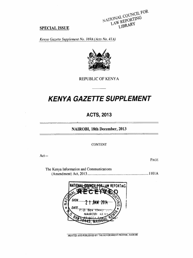 Kenya Information and Communication Amendment Act 2013 PDF Market