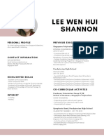 Lee Wen Hui Shannon: Personal Profile Previous Education