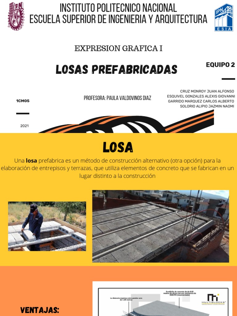 Losas Prefabricadas - Equipo 2 | PDF | Hormigón | Acero