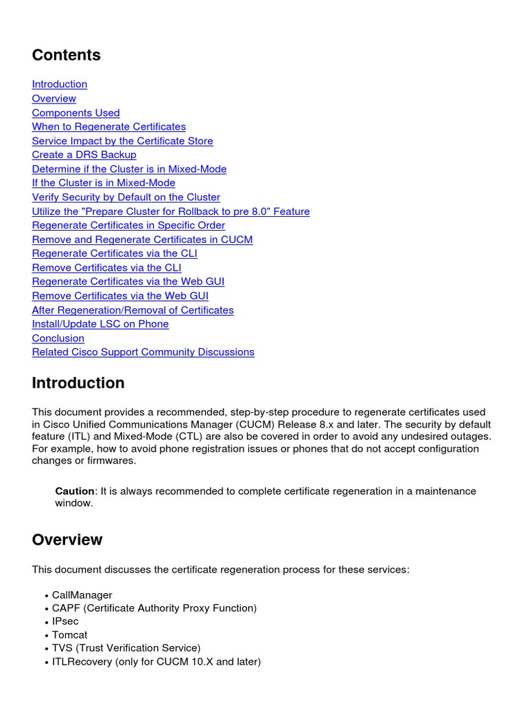 CUCM Certificate Regeneration Renewal PDF Public Key Certificate
