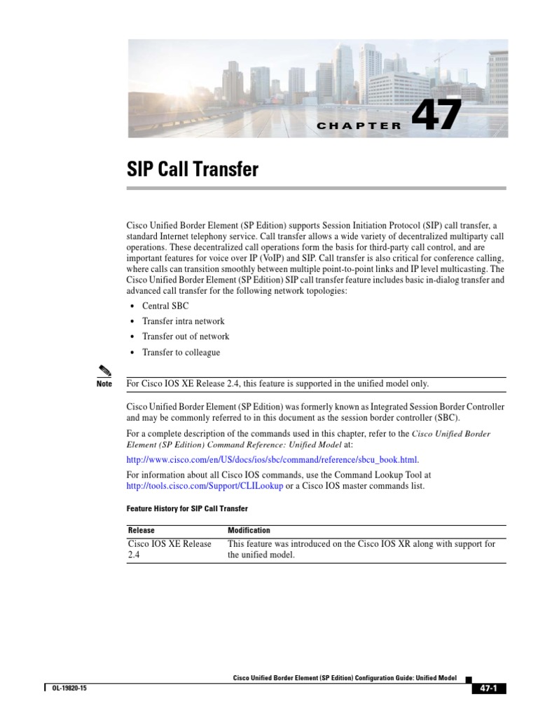 SIP Call Transfer Element (SP Edition) Command Reference Unified
