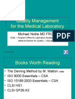 Quality Management For The Medical Laboratory: Michael Noble MD FRCPC