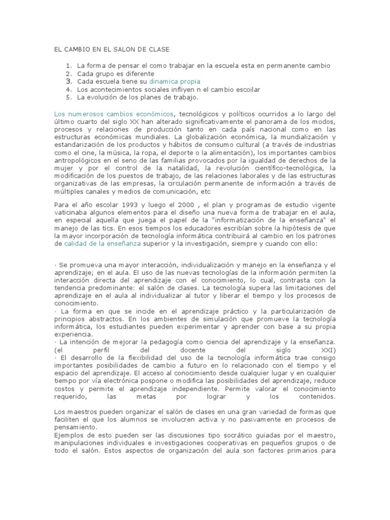 Innovación Educativa en el Aula | PDF | Maestros | Salón de clases