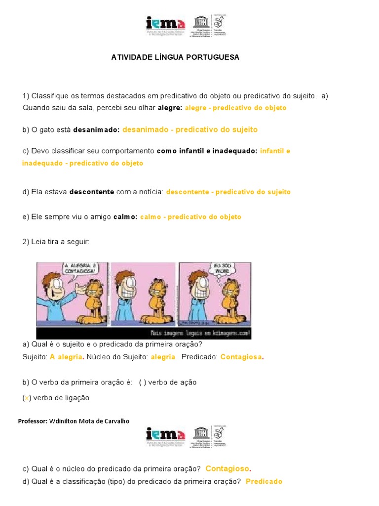 Língua Portuguesa | PDF | Predicado (gramática) | Assunto (gramática)