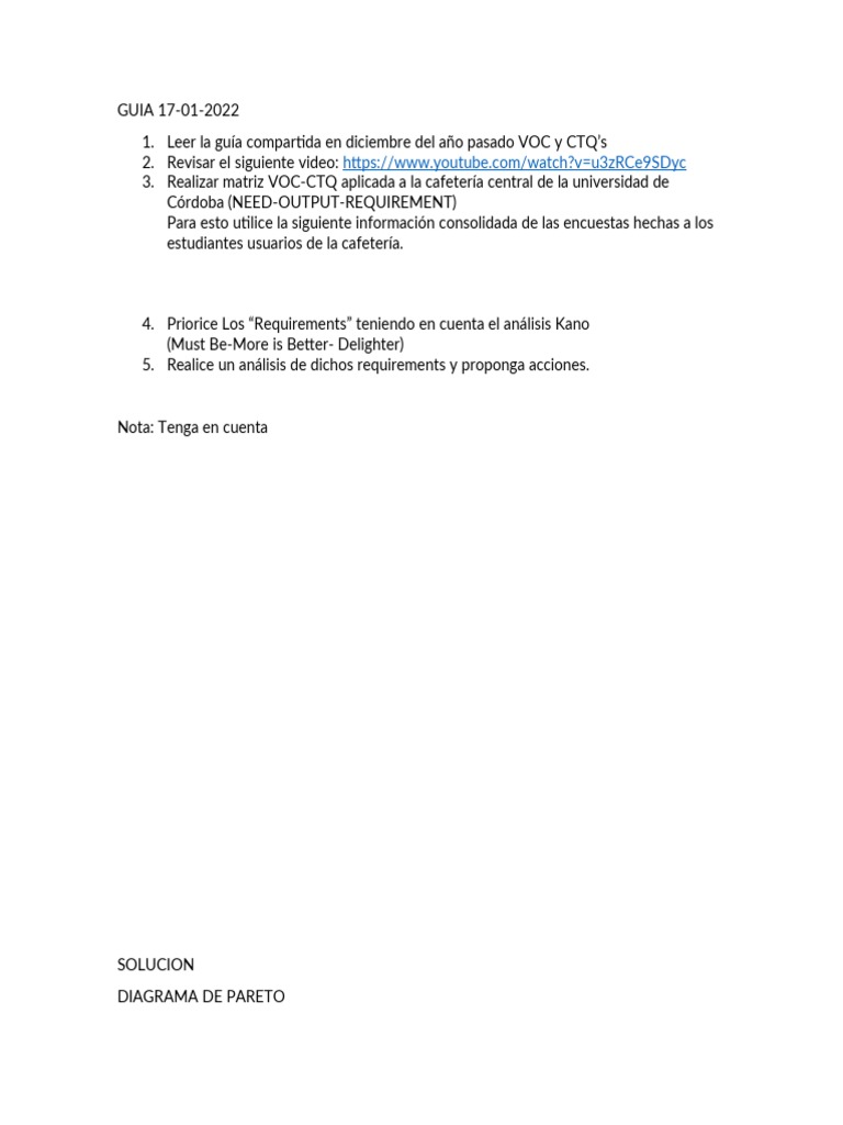 Matriz VOC-CTQ para Cafetería Universitaria | PDF
