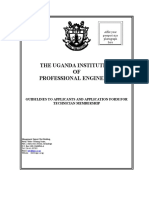 The Uganda Institution OF Professional Engineers: Guidelines To Applicants and Application Form For Technician Membership