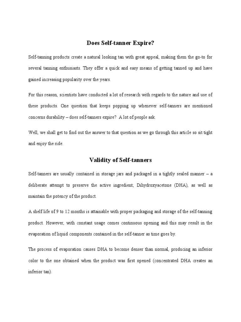 Does SelfTanner Expire PDF Health Sciences Medicine
