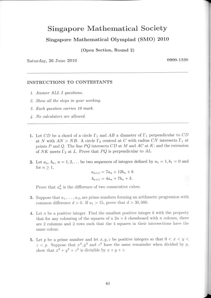 SMO 2010 Open R2 Question and Solution | PDF