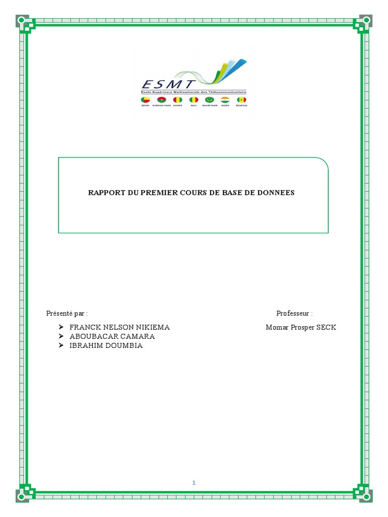 Rapport sur MySQL et bases de données | PDF | MySQL | Bases de données