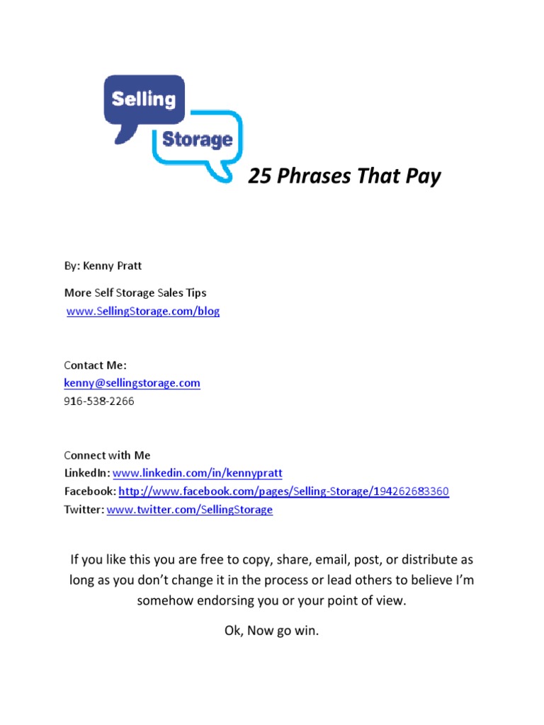 25 Effective Sales Phrases for Storage | PDF | Credit Card | Payments