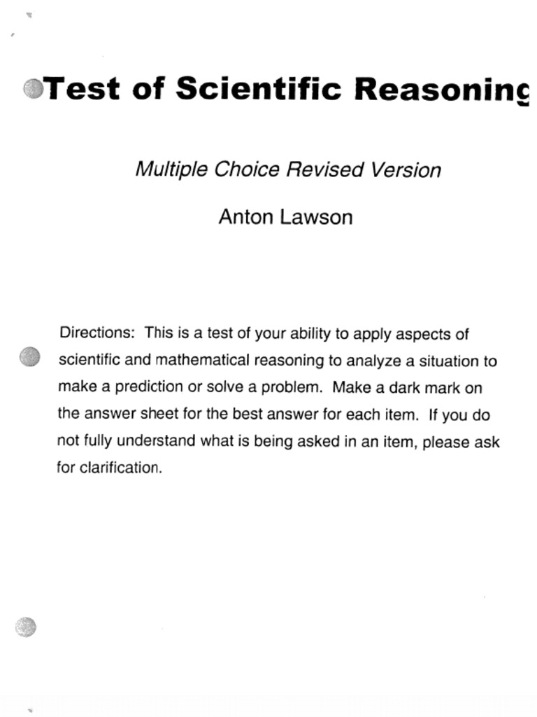Lawson Test of Scientific Reasoning Revised PDF
