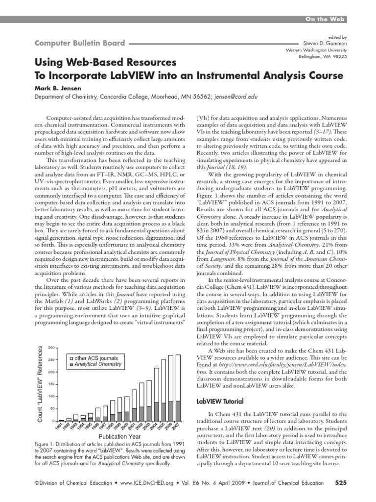 Using Based Resources To Incorporate Labview Into An Instrumental Analysis Course PDF