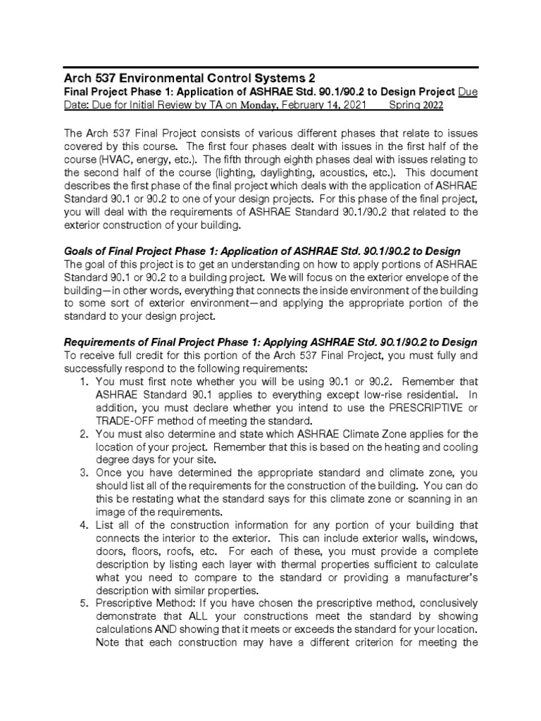 Arch 537 Project Phase 1 Standards | PDF | Building Technology ...
