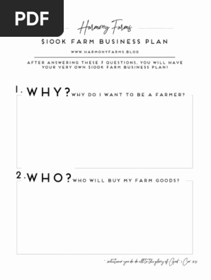 $100K Farm Business Plan Worksheet
