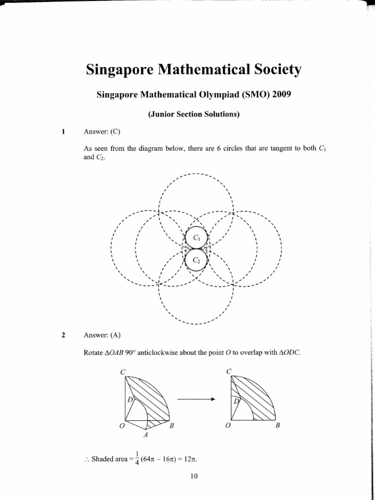 SMO 2009 Junior Section Solutions | PDF | Elementary Mathematics | Geometry