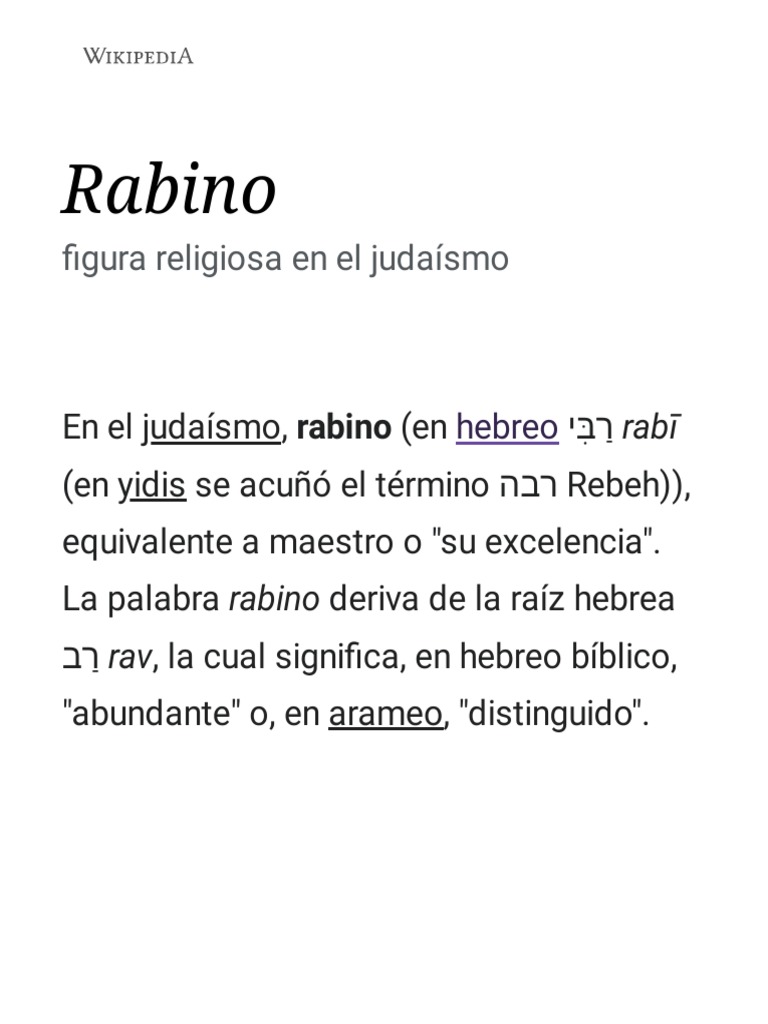 Significado y rol del rabino en judaísmo | PDF | Rabino | Religiones ...