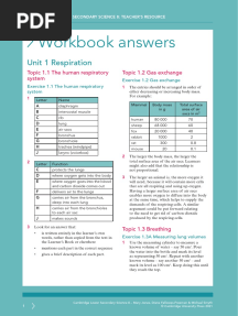 Workbook Answers: Unit 1 Respiration