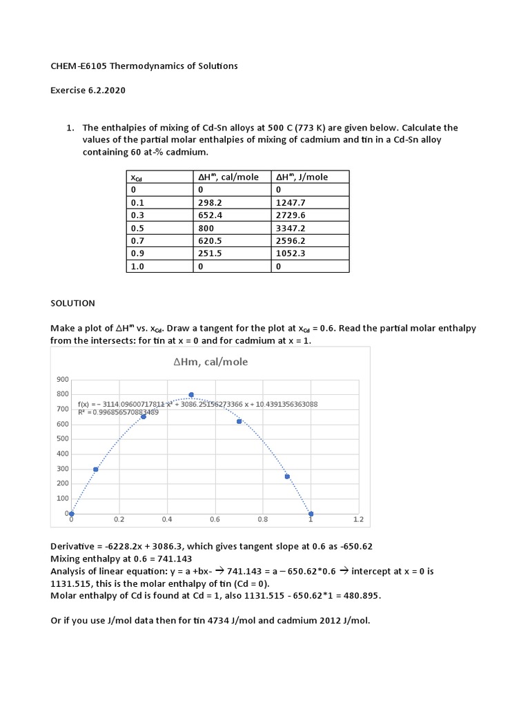 CHEM-E6105 Exercise-2-Solutions | Download Free PDF | Mole (Unit ...