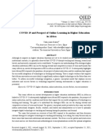 COVID-19 and Prospect of Online Learning in Higher Education in Africa