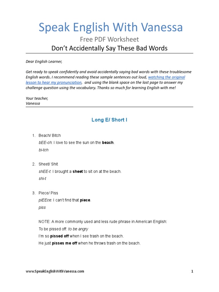 Avoiding English Bad Words | PDF | English Language | Linguistics