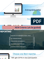 Entrepreneurship: Reporting Schedule