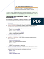 Clasificación de Los Diferentes Trastornos