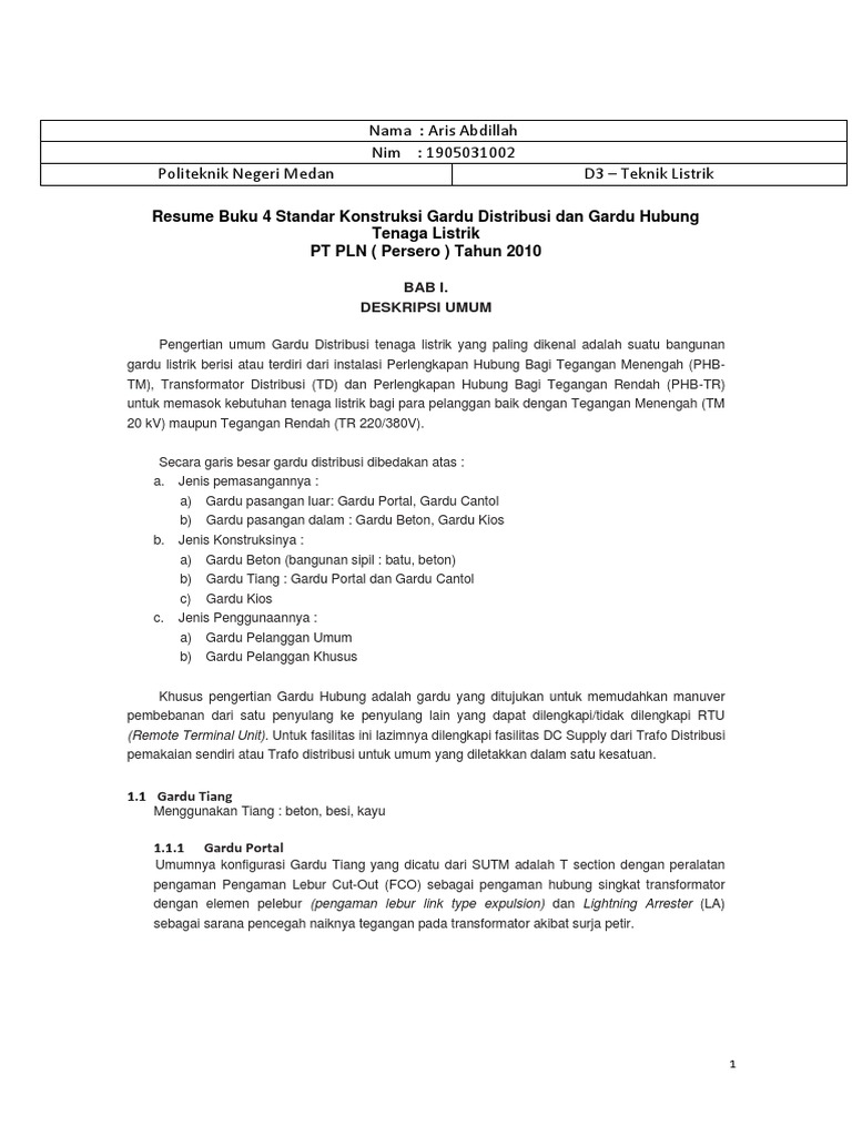 Tugas Magang PMMB PLN Aris Abdillah POLMED PDF