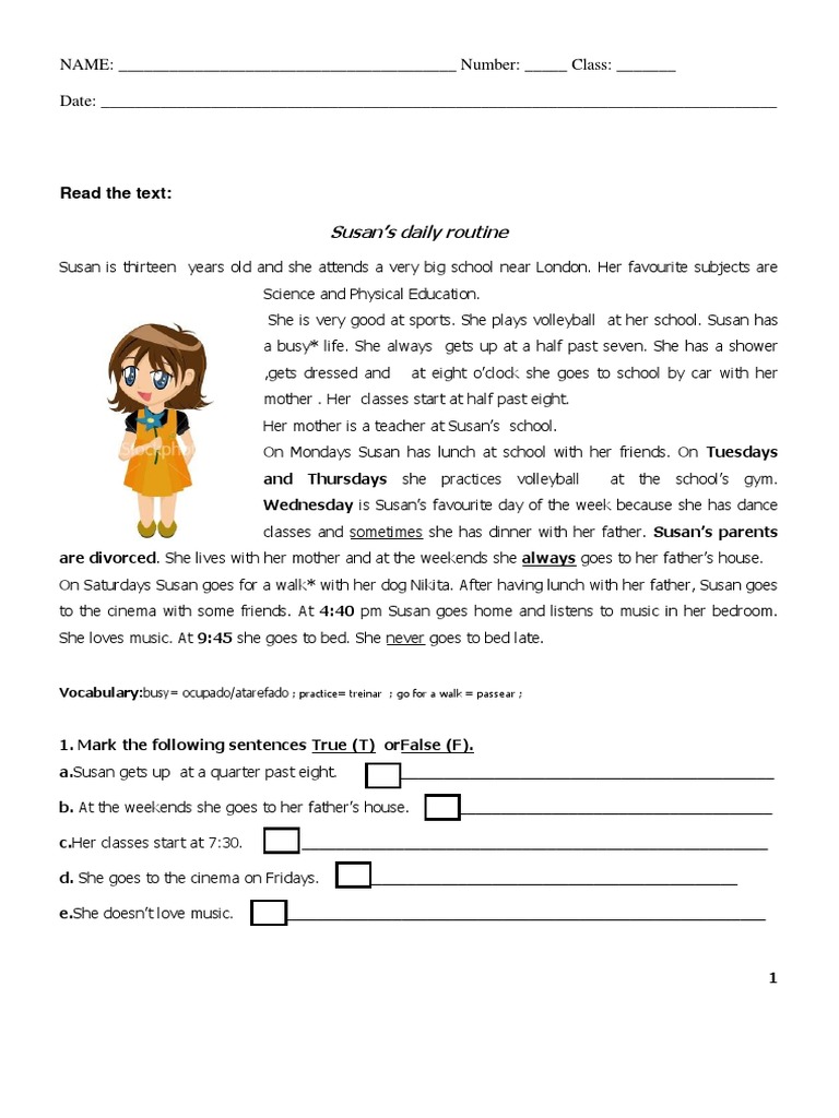 Susan's Daily Routine Overview | PDF | Workweek And Weekend