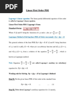 Linear First Order PDE: Standard Form