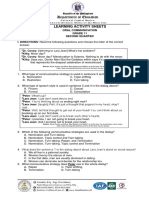 Oral Communication Grade 11 LAS Learning Activity Sheets