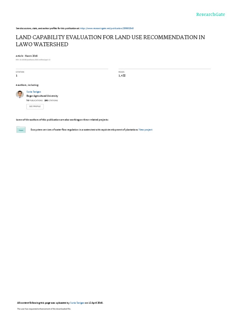 Evaluasi Kemampuan Lahan DAS Lawo | PDF