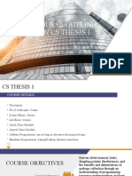 Course Outline in Cs Thesis 1: Ay 2021-2022 - 1 Semester
