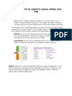 Measurements of Lenghts, Areas, Speed, and Time