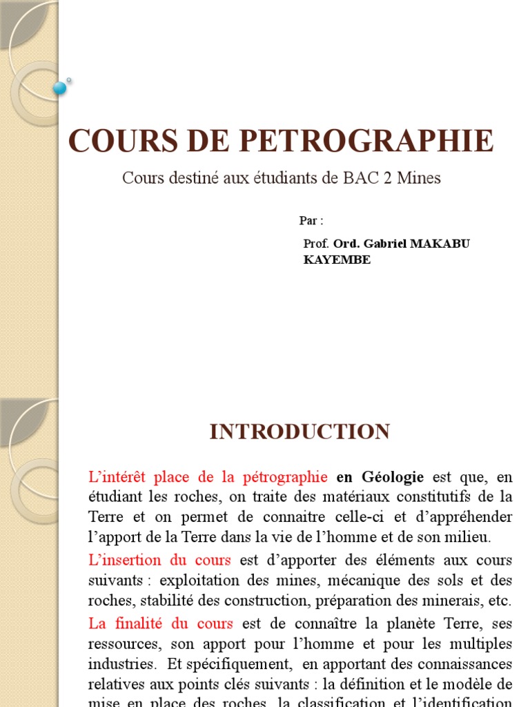 Cours de Pétrographie 2019 Powerpoint | PDF