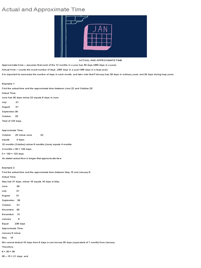 Actual vs. Approximate Time Calculations | PDF | Mathematics | Applied ...
