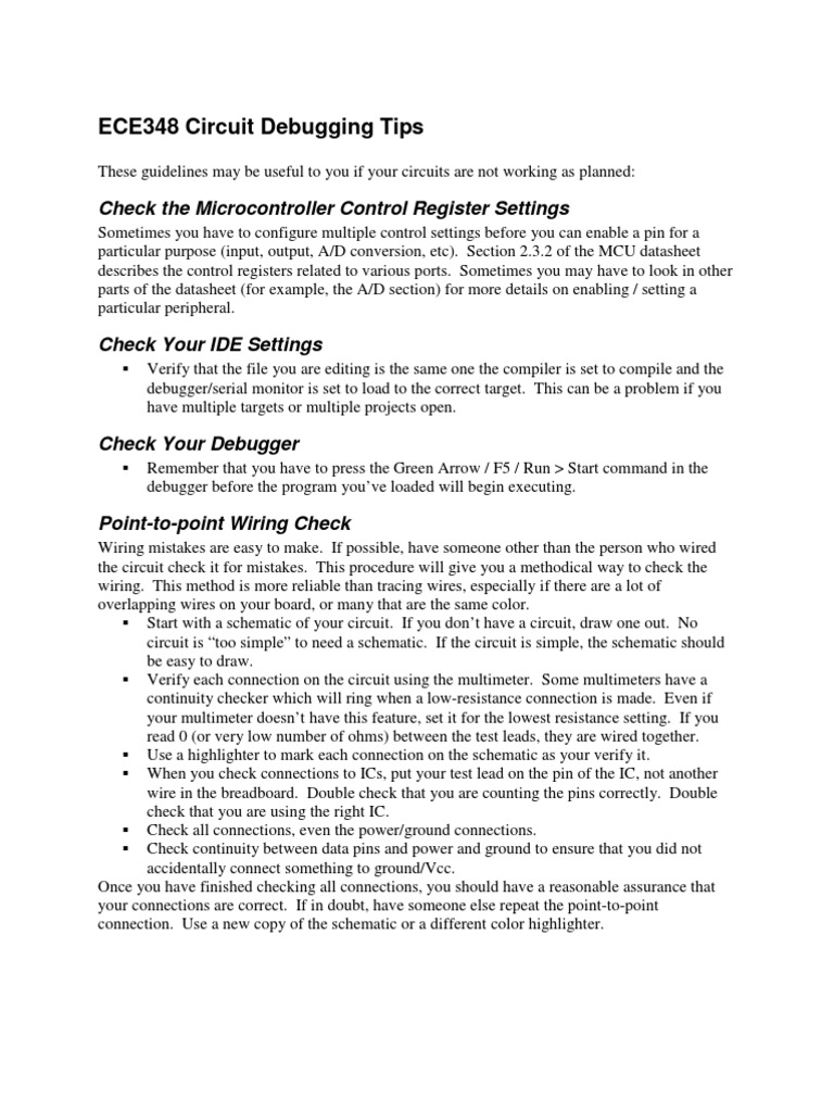 Circuit Debugging Tips for ECE348 | PDF