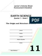 Earth Science: Learner's Activity Sheet Assessment Checklist