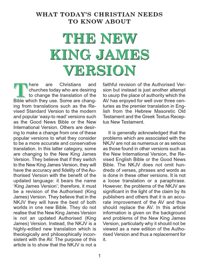 What Todays Christian Needs To Know About The NKJV | PDF | New King ...