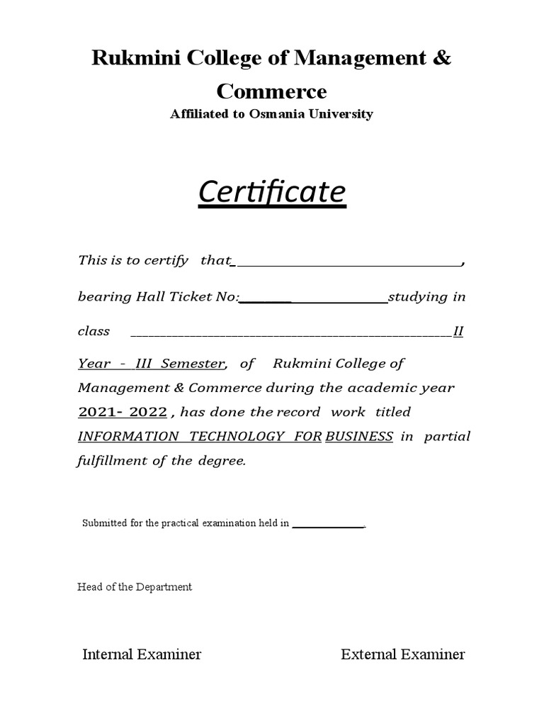 BBA ITB Lab Record Certificate | PDF | Net Present Value | Internal ...