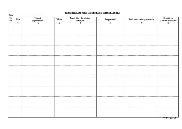 27.15 Registru Mici Interventii Chirurgicale | PDF