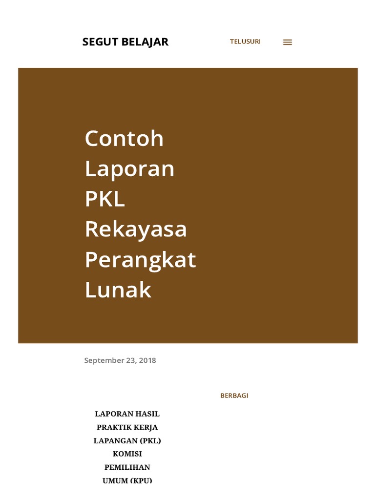 Contoh Laporan PKL Rekayasa Perangkat Lunak163432 | PDF