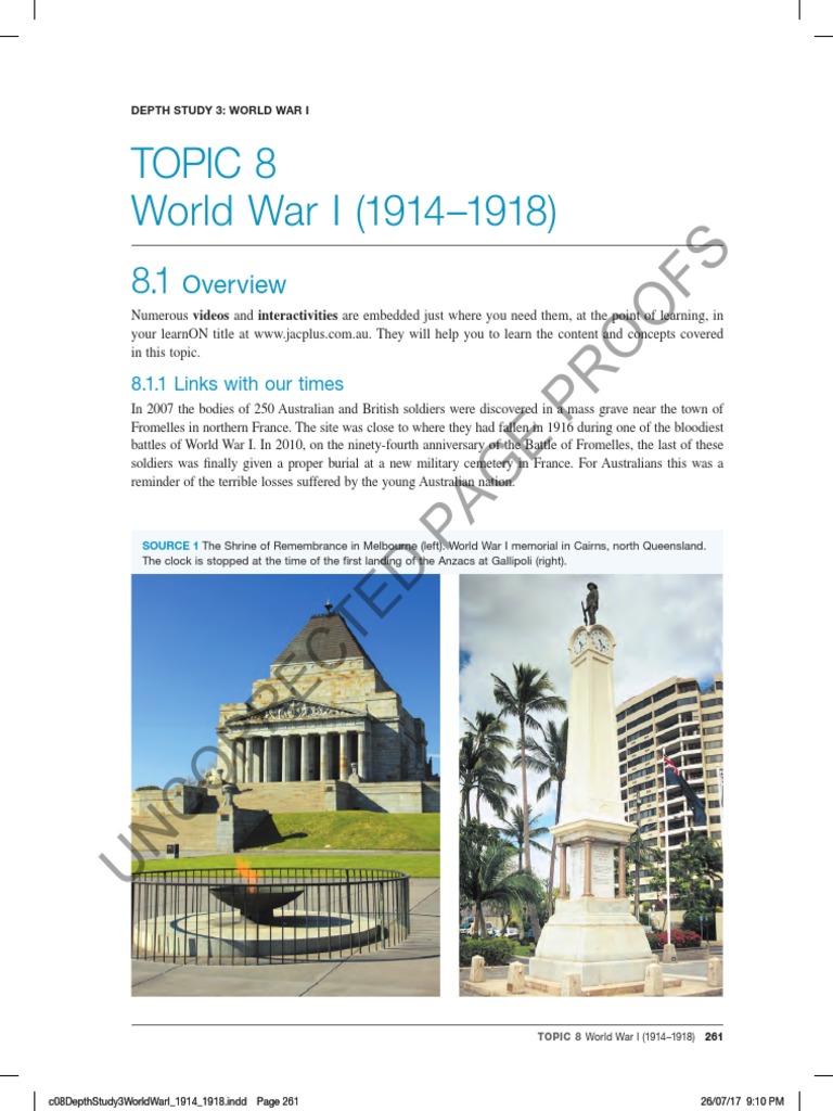 Jacaranda History 9 World War 1 PDF Austria Hungary Allies Of